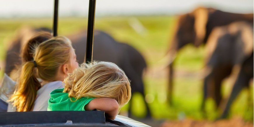 kid on safari in kenya