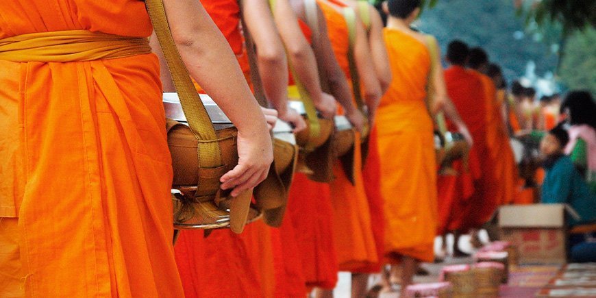 Monks receive alms in Luang Prabang