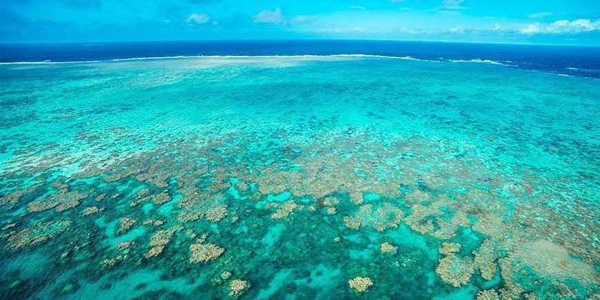 View of the Great Barrier Reef near Cairns, Australia