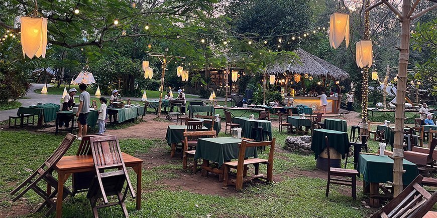 Nice area where we ate dinner under lanterns