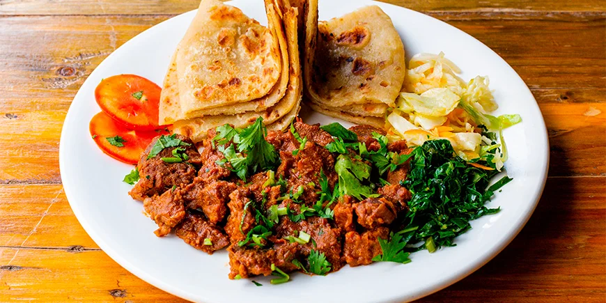 Nyama Choma with chapati bread