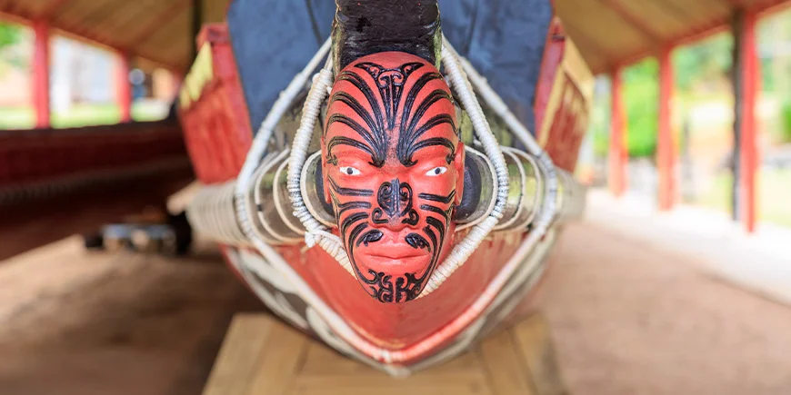 War canoe in Waitangi, New Zealand