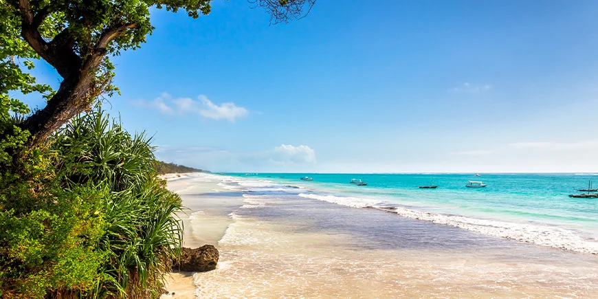 Beautiful Diani Beach, located south of Mombasa
