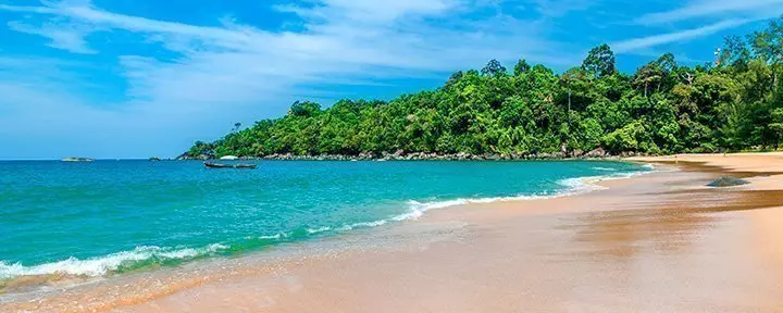 Beautiful sandy beach with azure waters at Khao Lak.