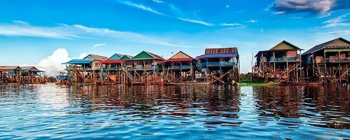 Floating village on Tonle Sap Lake in Cambodia