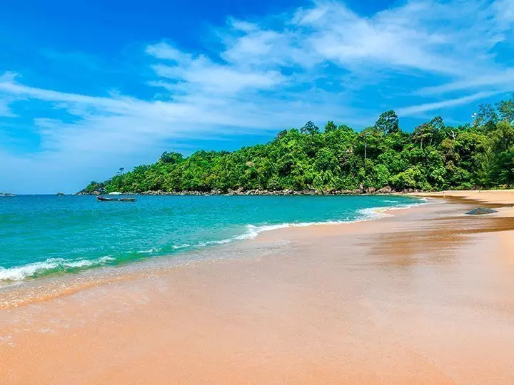Beautiful sandy beach with azure waters at Khao Lak.