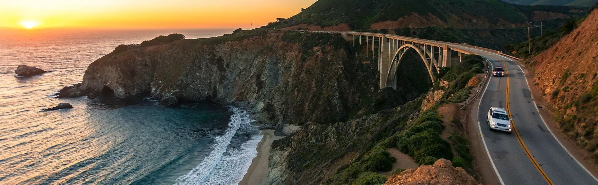 Sunset over Bixby Bridge in California