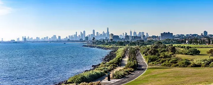 Aerial view of Manly from Sydney Harbour, New South Wales, Australia