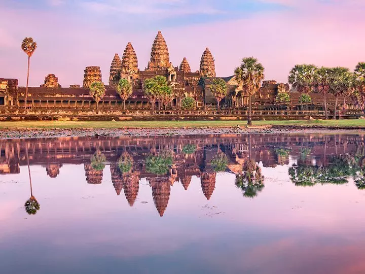 Reflection of Angkor Wat in Cambodia