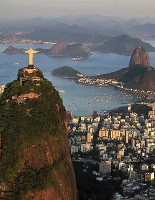 View of Christ the Redeemer and Sugar Loaf Mountain in Rio de Janeiro, Brazil