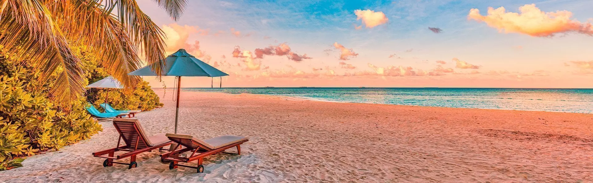 Beach at sunset in Mauritius