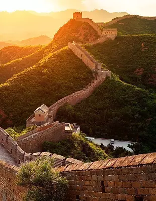 The Great Wall of China at sunset