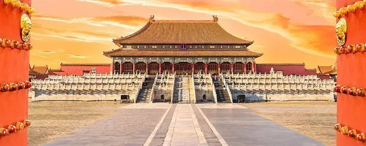 The Forbidden City in China in the evening sun