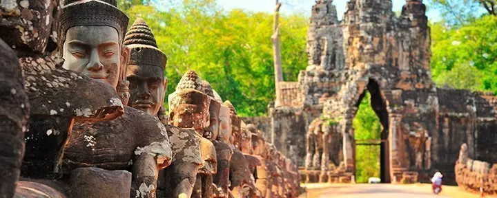 The Stone Gate at Angkor Thom in Cambodia