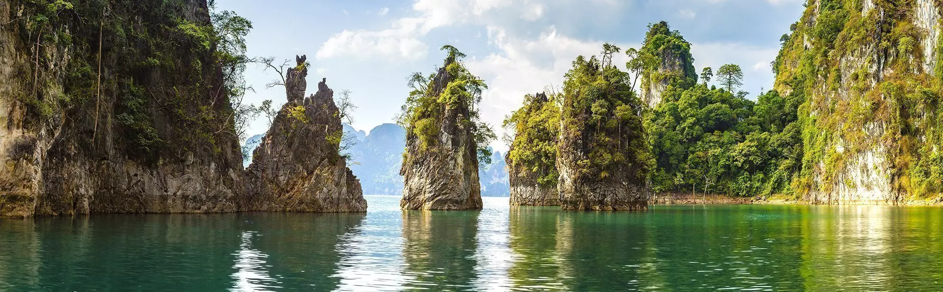 Limestones in Cheow Lan Lake in Khao Sok National Park