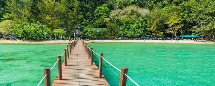 Bridge in the water on Gaya Island in Malaysia