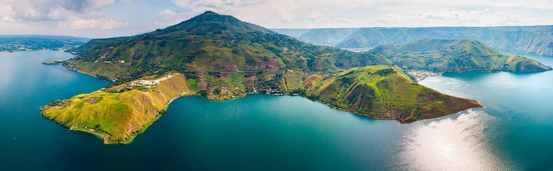 View of Lake Toba from Merek Berastagi, Sumatra in Indonesia.