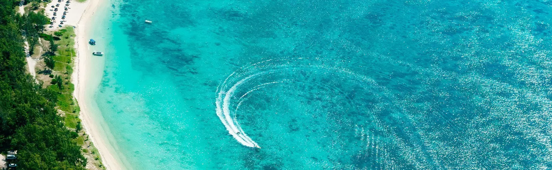 Aerial view of the eastern coast of Mauritius
