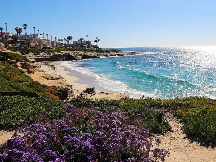 Sunshine over beach in San Diego